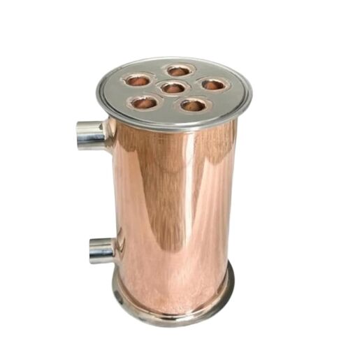 مشبك 3 بوصة (76 مم) OD91 مم مكثف نحاسي، ارتداد، مزيل للبلغم مع خيط أنثى 1/2 بوصة لطول البيرة 200 مم، 9 أنابيب 8 مم in Kuwait