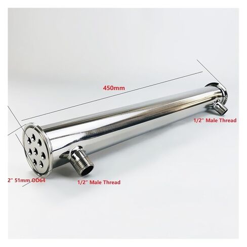 2" 51mm(OD64mm) Distiller Condenser, Reflux,Dephlegmator. Length 450mm,with 1/2" Male Thread in Saudi Arabia