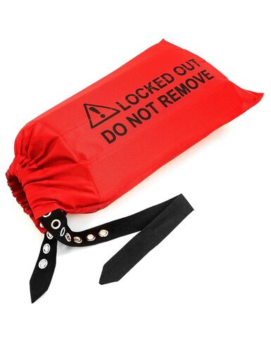 QWORK Electrical Plug Lockout Lock Bag, Safety Plug Lockout Tagout Bag for Oversized Electrical Plug and Hoist Control, 10 x 17 in, Red, 4 Pack in Kuwait