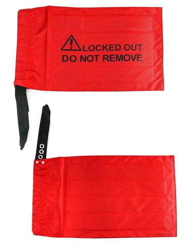QWORK Electrical Plug Lockout Lock Bag, Safety Plug Lockout Tagout Bag for Oversized Electrical Plug and Hoist Control, 10 x 17 in, Red, 4 Pack in Kuwait