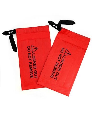 QWORK Electrical Plug Lockout Lock Bag, Safety Plug Lockout Tagout Bag for Oversized Electrical Plug and Hoist Control, 10 x 17 in, Red, 4 Pack in Kuwait