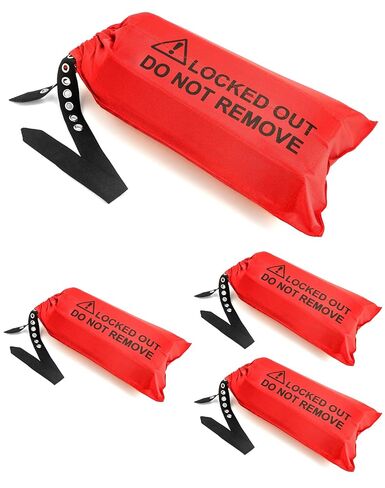 QWORK Electrical Plug Lockout Lock Bag, Safety Plug Lockout Tagout Bag for Oversized Electrical Plug and Hoist Control, 10 x 17 in, Red, 4 Pack in Kuwait