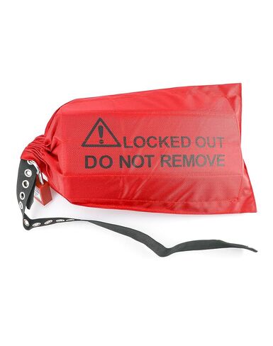 QWORK Electrical Plug Lockout Lock Bag, Safety Plug Lockout Tagout Bag for Oversized Electrical Plug and Hoist Control, 10 x 17 in, Red, 4 Pack in Kuwait