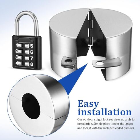 1 Set Faucet Spigot Lock, Stainless Steel Hose Bib Protector, Outdoor Water Valve Cover with Coded Padlock for Garden in Saudi Arabia