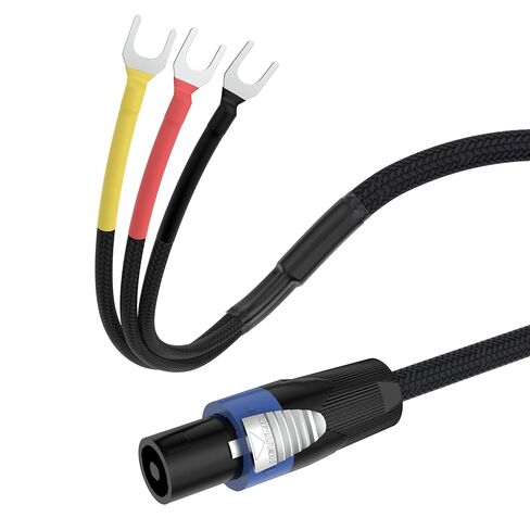 Tertullus Professional Speakon to 3-Spade Speaker Cable 8mm OFC Silver Plated Wire for PA Systems, Subwoofer, Guitar Amp, and Studio Monitor Audio Connection |2M（6.56FT in Saudi Arabia
