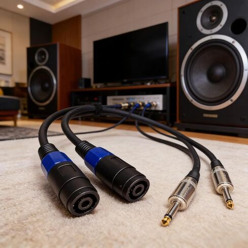 كابل مكبر صوت 1/4 بوصة إلى مكبر صوت 3.3 قدم - سلك مكبر صوت 12AWG شديد التحمل - كابل صوت احترافي ذكر إلى أنثى لإضاءة المسرح، نظام مضخم صوت DJ Mixer PA (عبوتان) in Saudi Arabia
