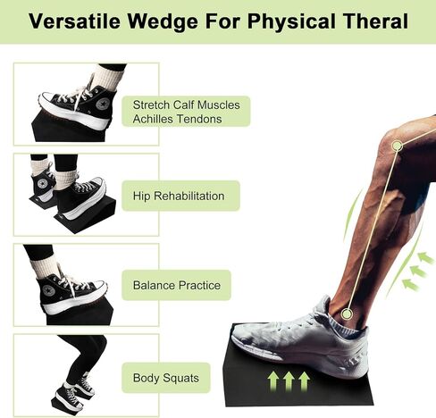 2 Pack Incline Squat Wedge Blocks - Non-Slip Heel Elevated Squat Wedge Boards - Versatile Calf Stretcher Slant Boards Ramp for Yoga, Pilates, Weightlifting, Strength Training & Home Gym Fitness in Saudi Arabia