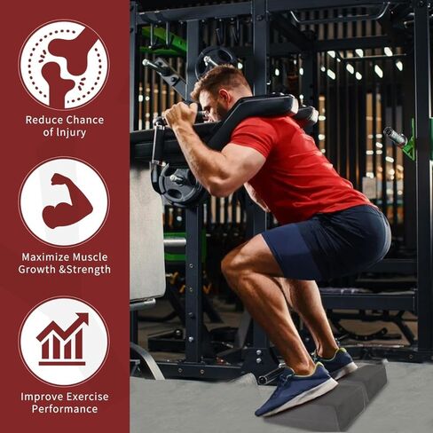 2 Pack Incline Squat Wedge Blocks - Non-Slip Heel Elevated Squat Wedge Boards - Versatile Calf Stretcher Slant Boards Ramp for Yoga, Pilates, Weightlifting, Strength Training & Home Gym Fitness in Saudi Arabia
