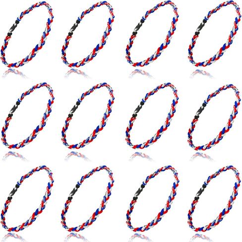 12 Pack Baseball Necklace 18inch, Three Braided Tornado Rope Design Baseball Necklace, Team Gift Party Favors, Sports Parties for Baseball Funs in Kuwait