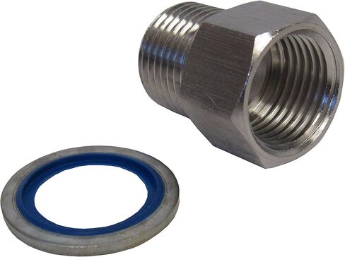 محول BSPP إلى NPT - 3/8 بوصة ذكر NPT × 3/8 بوصة BSPP أنثى مع غسالة مانعة للتسرب، 304 من الفولاذ المقاوم للصدأ، ختم Buna-N، نطاق درجة الحرارة -30 درجة إلى 200 درجة فهرنهايت، غسالة فولاذية مطلية بالزنك لتوصيل مانع للتسرب in Kuwait