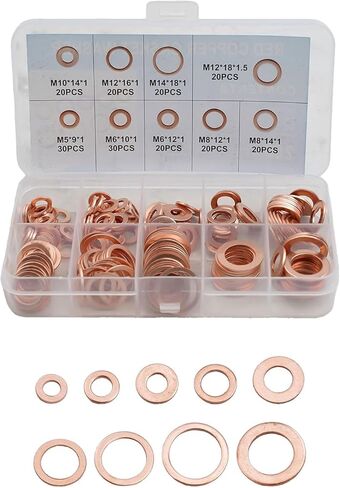 200-Piece Copper Diesel Injector Seal Washer Installation Kit For Car,ForMarine,ForGenerator,ForMachinery And ForPlant Engines,For M5 To For M14 Sizes in Saudi Arabia