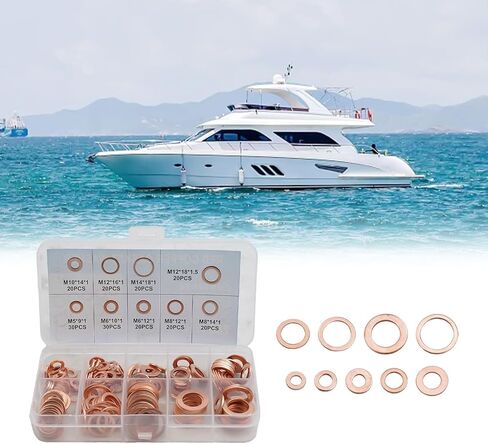 200-Piece Copper Diesel Injector Seal Washer Installation Kit For Car,ForMarine,ForGenerator,ForMachinery And ForPlant Engines,For M5 To For M14 Sizes in Saudi Arabia