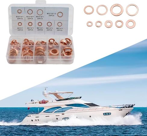 200-Piece Copper Diesel Injector Seal Washer Installation Kit For Car,ForMarine,ForGenerator,ForMachinery And ForPlant Engines,For M5 To For M14 Sizes in Saudi Arabia