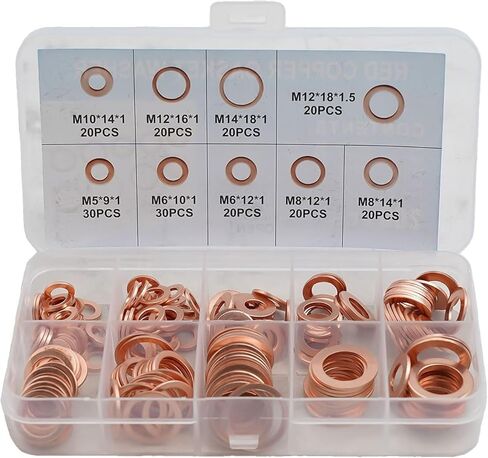 200-Piece Copper Diesel Injector Seal Washer Installation Kit For Car,ForMarine,ForGenerator,ForMachinery And ForPlant Engines,For M5 To For M14 Sizes in Saudi Arabia