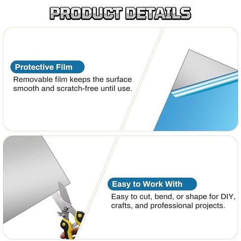 430 Stainless Steel Sheet Metal, 12" x 12", 22 Gauge (0.8mm) Stainless Steel Plate, Cut to Size Metal Sheet for Crafts, Kitchen & Office, 1 Pack in Kuwait