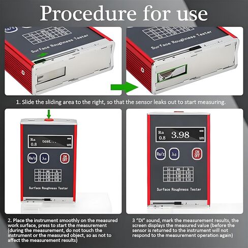 Surfaces Roughness Tester, High Accuracy 0.01μm Portable Roughness Gauge, 4 Testing Parameters Ra/Rq 0.05~15.0μm Rz/Rt 0.1~50.0μm with Standard Calibration Block and Bracket in Saudi Arabia