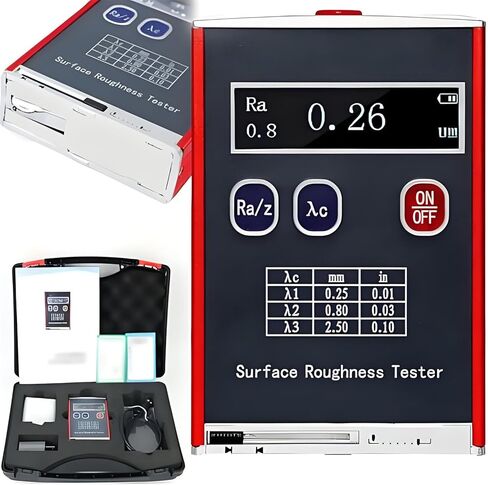 Professional Surfaces Roughness Tester, High Accuracy 0.01μm Portable Roughness Gauge with Standard Calibration Block, 4 Testing Parameters Ra/Rq 0.05~15.0μm Rz/Rt in Saudi Arabia