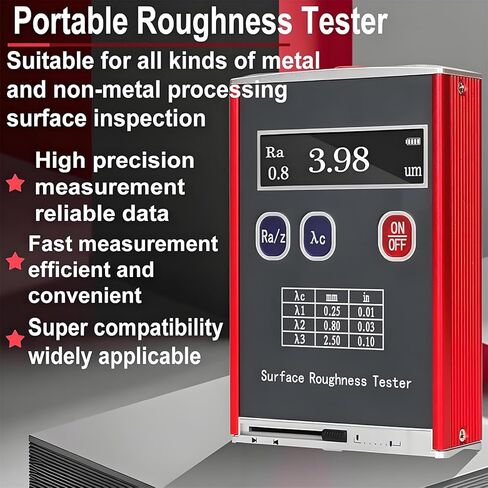 Professional Surfaces Roughness Tester, High Accuracy 0.01μm Portable Roughness Gauge with Standard Calibration Block, 4 Testing Parameters Ra/Rq 0.05~15.0μm Rz/Rt in Saudi Arabia