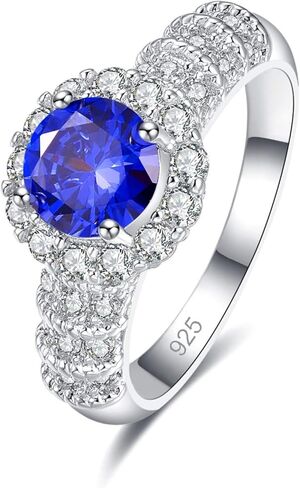 Silver Plated Round Cut Created Ruby Spinel CZ Cubic Zirconia Filled Halo Wedding Engagement Band Elegant Women's Ring for Mom Bridal Lover 6# in Saudi Arabia