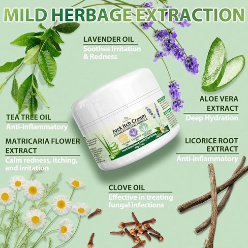 Jock Itch Antifungal Skin Cream: Tea Tree Oil Anti Fungal Cream with Aloe Vera, Lavender & Eucalyptus – Extra Strength Herbal Moisturizer for Itchy Skin Soothing– for Men & Women, 30g in Saudi Arabia