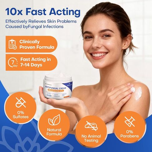 Antifungal Cream for Athletes Foot Jock Itch Ringworm Seborrheic Dermatitis Folliculitis Tinea Miconazole 2% Skin Fungus Relief Anti Fungal Athletes Foot Treatment for Humans 3.4 oz, 100g in Saudi Arabia