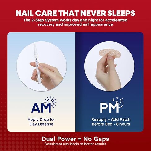 مجموعة علاج فطريات أظافر القدم تريتونيك: علاج مضاد للفطريات لفطريات الأظافر بقوة إضافية مع 25% حمض غير ديسيلينيك (3 أقلام) و32 رقعة أظافر فطرية ليلية - تعمل على إصلاح تلف الأظافر واستعادة لونها in Kuwait