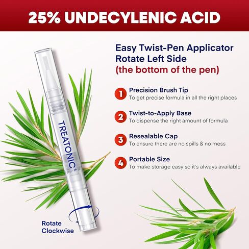 مجموعة علاج فطريات أظافر القدم تريتونيك: علاج مضاد للفطريات لفطريات الأظافر بقوة إضافية مع 25% حمض غير ديسيلينيك (3 أقلام) و32 رقعة أظافر فطرية ليلية - تعمل على إصلاح تلف الأظافر واستعادة لونها in Kuwait