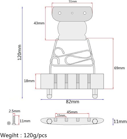 ibasenice Adjustable Bass Fixed Bridge Single Electric Guitar Part for Ga421 Tailpiece in Saudi Arabia