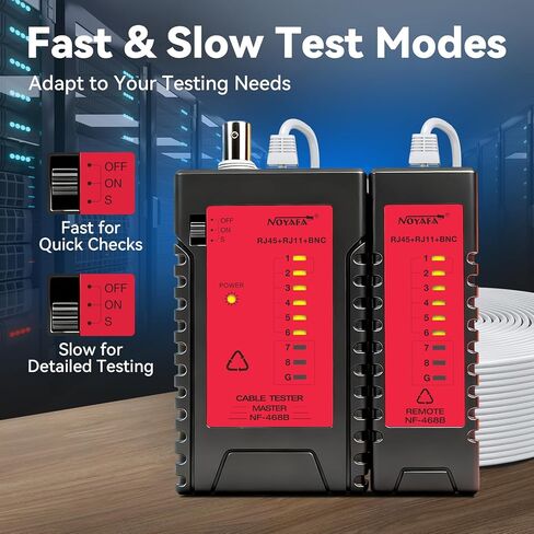 Professional Network Cable Tester, 3-in-1 RJ45 RJ11 BNC Ethernet Tester for CAT5/CAT6/CAT7 UTP/STP with 9V Battery Included, 60V Anti-Burn Continuity Testing Tool in Kuwait