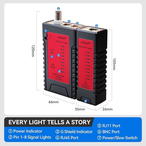 Professional Network Cable Tester, 3-in-1 RJ45 RJ11 BNC Ethernet Tester for CAT5/CAT6/CAT7 UTP/STP with 9V Battery Included, 60V Anti-Burn Continuity Testing Tool in Kuwait