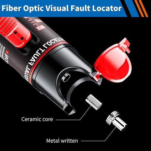 20 Pcs VFL Fiber Optic Visual Fault Locator Replacement Parts - 10 Packs Optical Ceramic Core Tube Sleeve and 10 Pcs Metal Heads Tips Fitting Connectors for Fiber Optic Tester in Kuwait