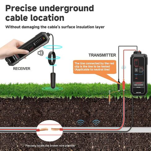 NOYAFA Underground Wire Locator – Cable & Wire Tracer for Buried, Wall & Hidden Wires, Pet Fence, Electrical & Irrigation, LED Flashlight, Rechargeable Battery, NF-818L in Kuwait