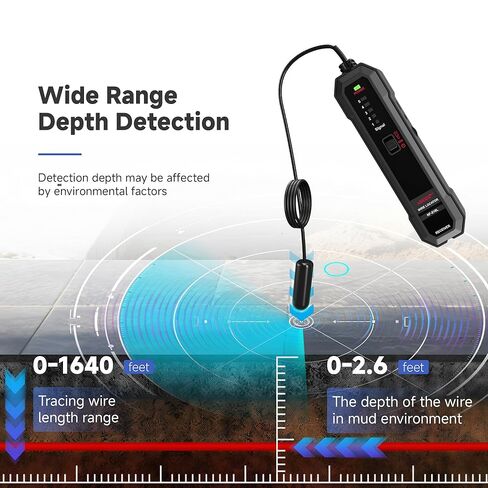 NOYAFA Underground Wire Locator – Cable & Wire Tracer for Buried, Wall & Hidden Wires, Pet Fence, Electrical & Irrigation, LED Flashlight, Rechargeable Battery, NF-818L in Kuwait