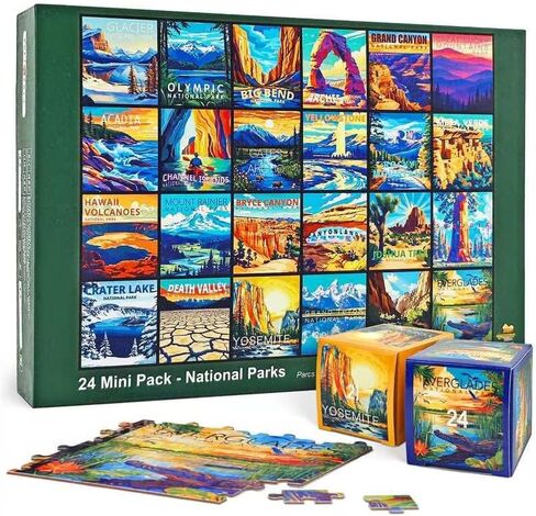 rokt&razo, 24 National Parks, 1000 Piece, 24 Mini Pack Jigsaw Puzzle, 27.5 x 19.7 inches, Daily Challenge Pack with Reference Poster in Kuwait