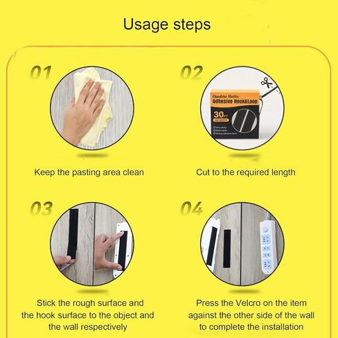 Velcro Strips with Adhesive, 30Ft x 1 Inch Hook and Loop Straps with Adhesive, 2 Rolls Heavy Duty Hook and Loop Tape with Backing, Heavy Duty Double Sided sticky, Applicable to Home, School Etc, Black in Saudi Arabia