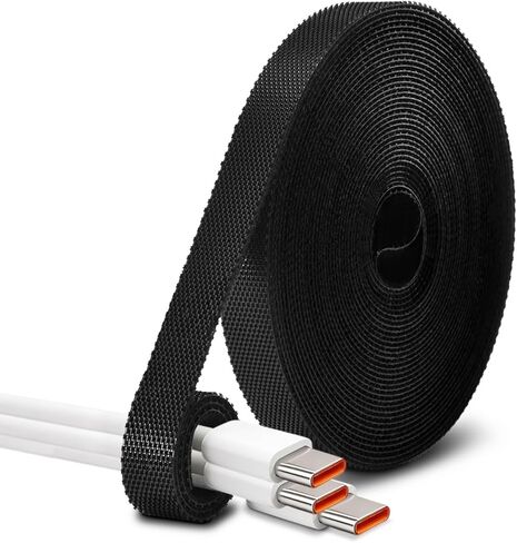 Hook and Loop Tape, Nylon Double Sided Reusable Hook & Loop Cable Straps Roll for Home & Office Bundling Fastening Storage and Collected Management Cable Tie Magic Tapes (3/8" x 16.5Ft Black) in Kuwait