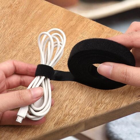 Hook and Loop Tape Roll(16.5FT L × 1/2In W), Heavy Duty Double-Sided Straps Strips for Cable, Reusable Multipurpose Wrap Fasteners for Sewing Crafts and DIY Projects in Home Office School, White in Saudi Arabia