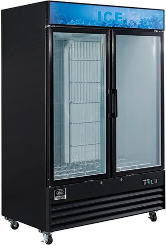 Nexel Global Industrial Ice Merchandiser, 2 Swing Glass Lockable Doors, 45 Cu. Ft. Capacity, 115V, 2 Bottom PVC Coated Wire Shleves, 53-1/8"W x 31-7/8"D x 79-3/8"H in Kuwait