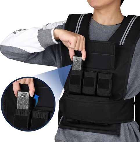 سترة Henkelion قابلة للتعديل للرجال والنساء مع أوزان حديدية قابلة للإزالة، سترات وزن الجسم 24 رطل/40 رطل قابلة للتعديل للجري والتدريب والركض والمشي in Kuwait