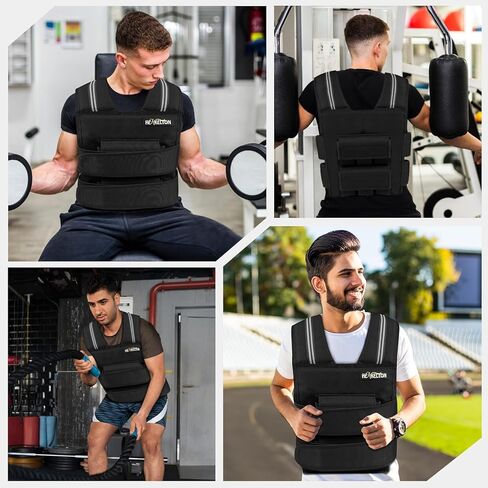 سترة Henkelion قابلة للتعديل للرجال والنساء مع أوزان حديدية قابلة للإزالة، سترات وزن الجسم 24 رطل/40 رطل قابلة للتعديل للجري والتدريب والركض والمشي in Kuwait