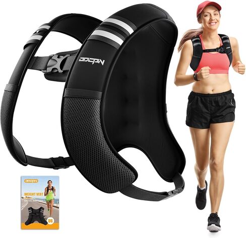 Weighted Vest for Women & Men, 10lb Ultra Thin Soft Iron Weighted Vest with Reflective Strips & Adjustable Buckle Straps, Slim Weight Vest for Walking, Running, Strength Training & Weight Loss Workout in Kuwait