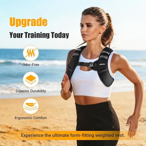 Weighted Vest for Women & Men, 10lb Ultra Thin Soft Iron Weighted Vest with Reflective Strips & Adjustable Buckle Straps, Slim Weight Vest for Walking, Running, Strength Training & Weight Loss Workout in Kuwait