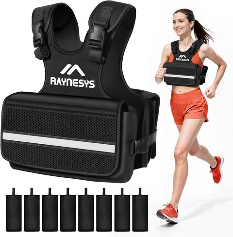 سترة مرجحة قابلة للتعديل للنساء والرجال، سترات وزن 1-12/1-20/1-30 رطل مع حزام كتف قابل للتعديل، 8 رمال حديدية، جيب كبير، شريط عاكس، سترة مرجحة للرجال والنساء للتمرين، تدريب القوة in Kuwait