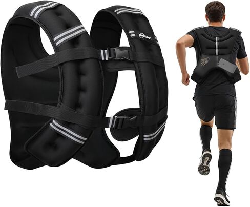 سترة مرجحة، سترة وزن 20 رطل مع شريط عاكس، سترة وزن الجسم مع جيب شبكي خلفي للنساء والرجال، صالة الألعاب الرياضية المنزلية وتدريبات القوة في الهواء الطلق in Kuwait