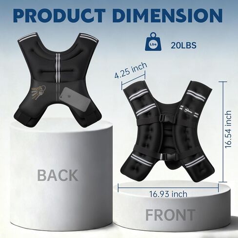 سترة مرجحة، سترة وزن 20 رطل مع شريط عاكس، سترة وزن الجسم مع جيب شبكي خلفي للنساء والرجال، صالة الألعاب الرياضية المنزلية وتدريبات القوة في الهواء الطلق in Kuwait