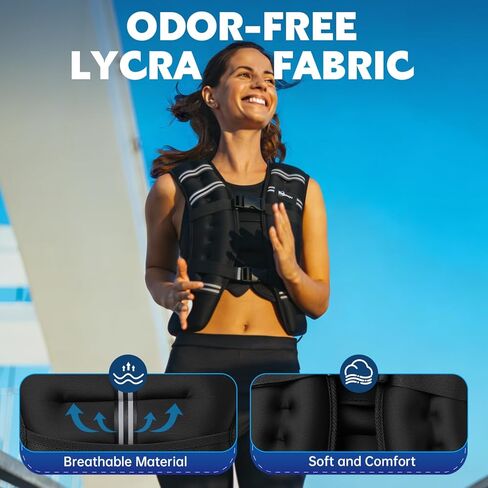 سترة مرجحة، سترة وزن 20 رطل مع شريط عاكس، سترة وزن الجسم مع جيب شبكي خلفي للنساء والرجال، صالة الألعاب الرياضية المنزلية وتدريبات القوة في الهواء الطلق in Kuwait