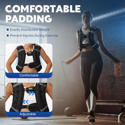 سترة مرجحة، سترة وزن 20 رطل مع شريط عاكس، سترة وزن الجسم مع جيب شبكي خلفي للنساء والرجال، صالة الألعاب الرياضية المنزلية وتدريبات القوة في الهواء الطلق in Kuwait