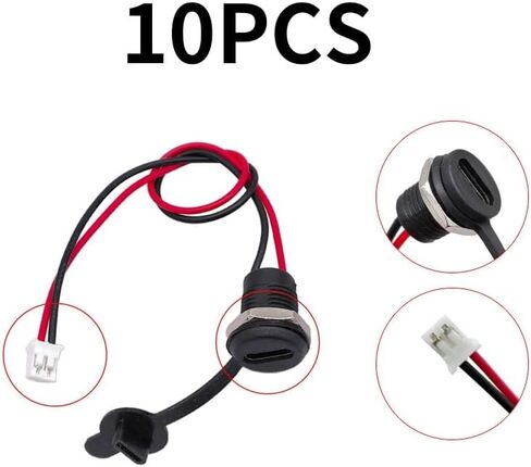 10Pcs USB-C 2/4/5Pin High Current CC Fast Charging Socket with PH2.0 Nut Snap Lock Plate Type-C Female Waterproof Connector Jack (Color : 2 Line Black), GFGJJKYTRD86445 in Saudi Arabia
