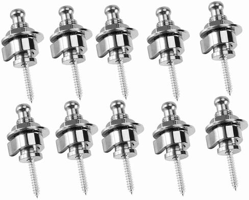 أقفال وأزرار حزام الجيتار الكهربائي، 10 قطع من أزرار حزام الجيتار، مجموعة إكسسوارات الجيتار ذات الأشرطة المعدنية دبابيس نهاية للجيتار الكهربائي والباس، 1.96 × 0.86 بوصة، فضي in Kuwait