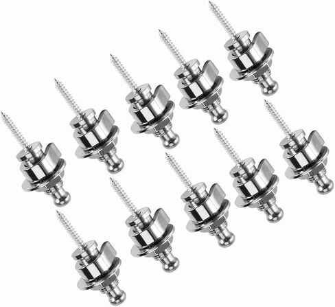 أقفال وأزرار حزام الجيتار الكهربائي، 10 قطع من أزرار حزام الجيتار، مجموعة إكسسوارات الجيتار ذات الأشرطة المعدنية دبابيس نهاية للجيتار الكهربائي والباس، 1.96 × 0.86 بوصة، فضي in Kuwait